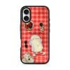 Slow Day phone case by Mewmovement, a character on a red gingham picnic cloth with fruit and a newspaper