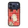 Slow Day phone case by Mewmovement, a character on a red gingham picnic cloth with fruit and a newspaper