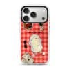 Slow Day phone case by Mewmovement, a character on a red gingham picnic cloth with fruit and a newspaper