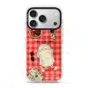 Slow Day phone case by Mewmovement, a character on a red gingham picnic cloth with fruit and a newspaper