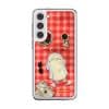 Slow Day phone case by Mewmovement, a character on a red gingham picnic cloth with fruit and a newspaper