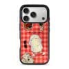 Slow Day phone case by Mewmovement, a character on a red gingham picnic cloth with fruit and a newspaper