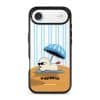 Sun Bathing custom name phone case by Mewmovement, a character sunbathing under a striped umbrella