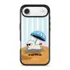 Sun Bathing custom name phone case by Mewmovement, a character sunbathing under a striped umbrella