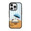 Sun Bathing custom name phone case by Mewmovement, a character sunbathing under a striped umbrella