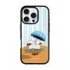 Sun Bathing custom name phone case by Mewmovement, a character sunbathing under a striped umbrella