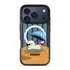 Sun Bathing custom name phone case by Mewmovement, a character sunbathing under a striped umbrella