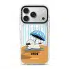 Sun Bathing custom name phone case by Mewmovement, a character sunbathing under a striped umbrella