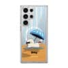 Sun Bathing custom name phone case by Mewmovement, a character sunbathing under a striped umbrella
