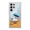Sun Bathing custom name phone case by Mewmovement, a character sunbathing under a striped umbrella