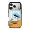 Sun Bathing custom name phone case by Mewmovement, a character sunbathing under a striped umbrella