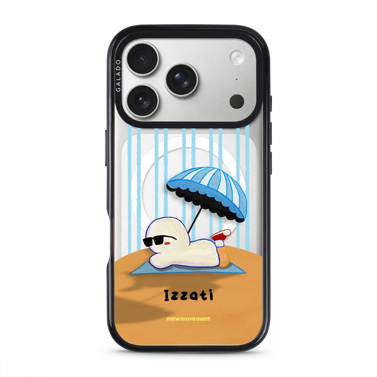 Sun Bathing phone case by Mewmovement on a clear GALADO ProGuard case