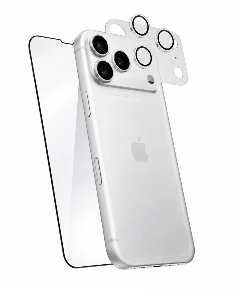 GALADO Protection Kit for iPhone: tempered glass screen protector, invisible lens protector and camera plateau protector