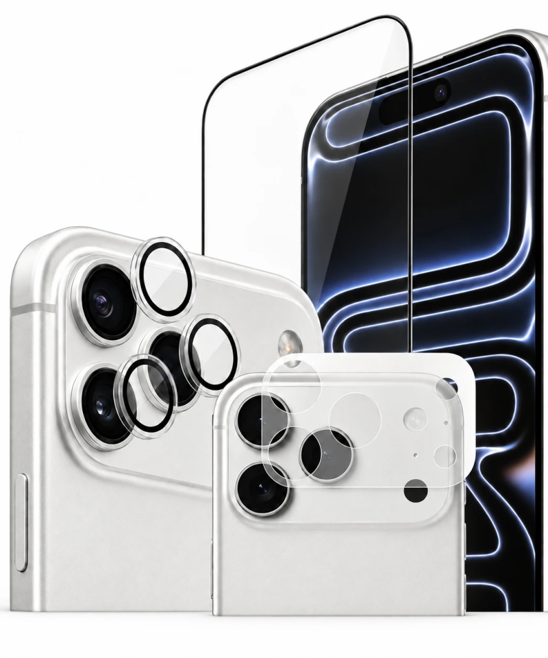 GALADO Protection Kit for iPhone: tempered glass screen protector, invisible lens protector and camera plateau protector