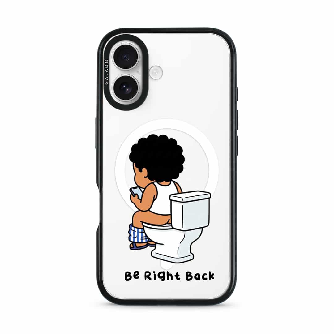 BRB Tandas Calling phone case, Uncle Boi on the toilet scrolling his phone above the words Be Right Back