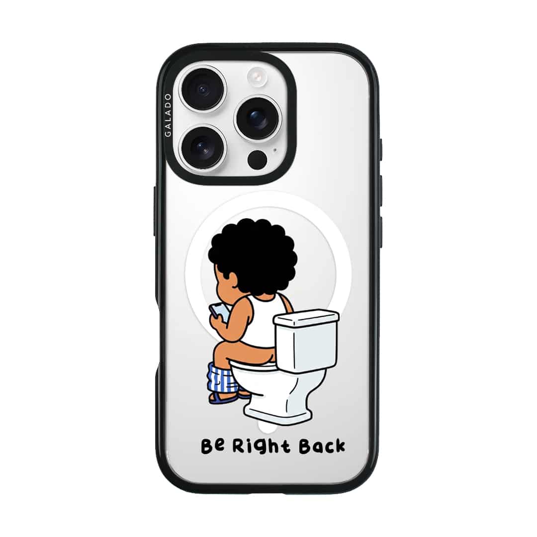 BRB Tandas Calling phone case, Uncle Boi on the toilet scrolling his phone above the words Be Right Back