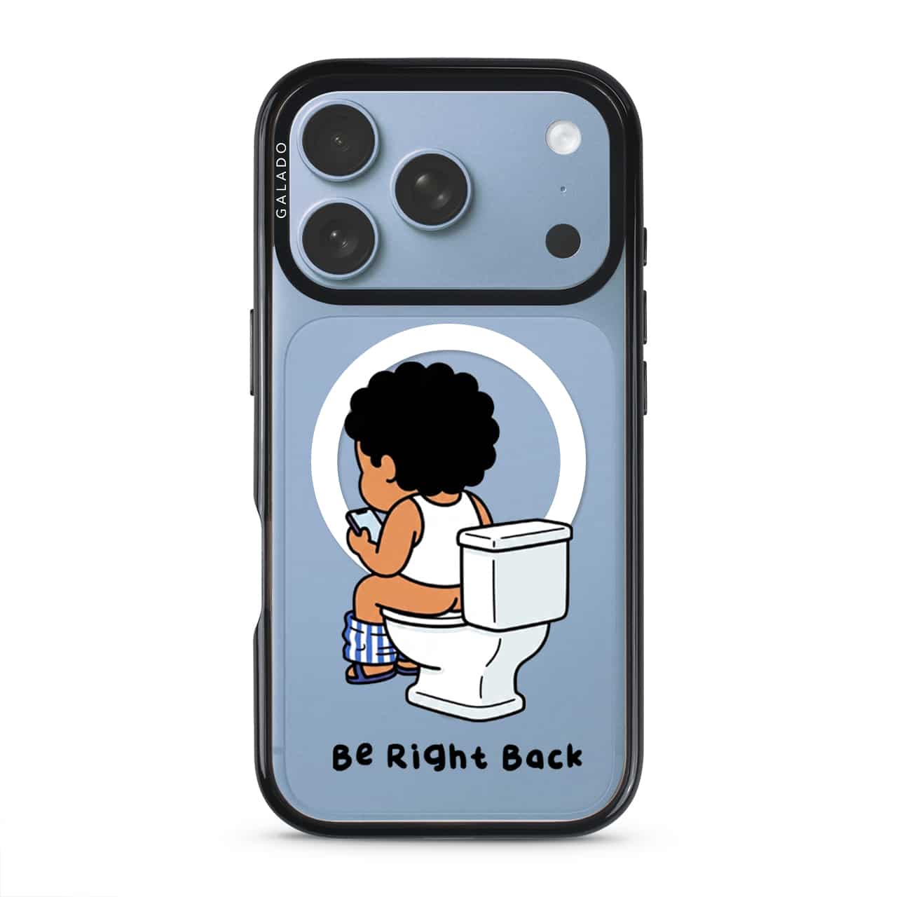 BRB Tandas Calling phone case, Uncle Boi on the toilet scrolling his phone above the words Be Right Back