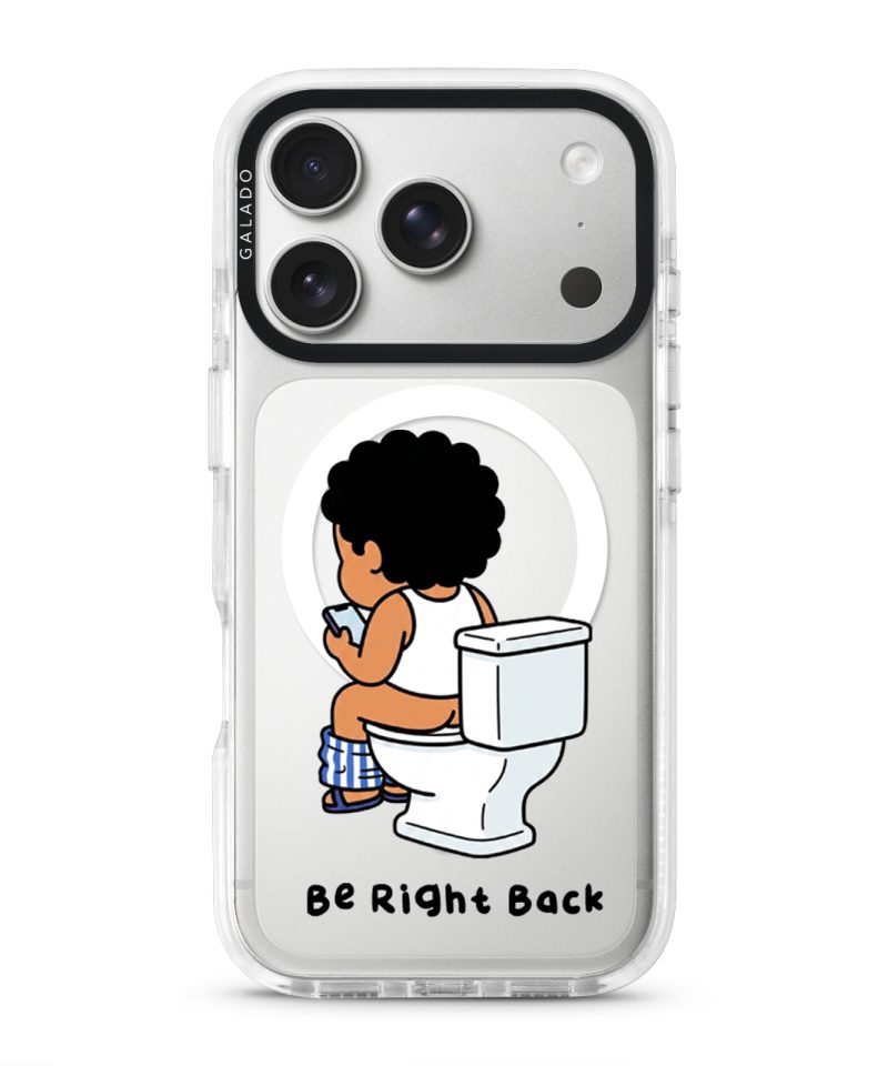 BRB Tandas Calling phone case, Uncle Boi on the toilet scrolling his phone above the words Be Right Back