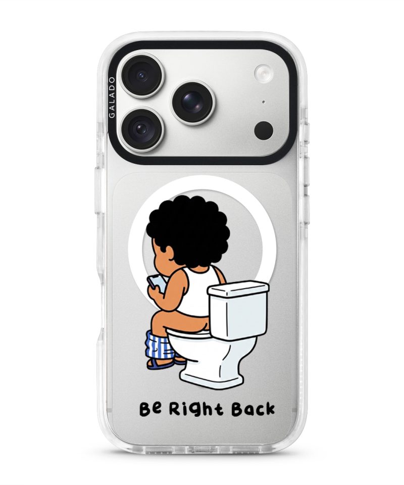 BRB Tandas Calling phone case, Uncle Boi on the toilet scrolling his phone above the words Be Right Back