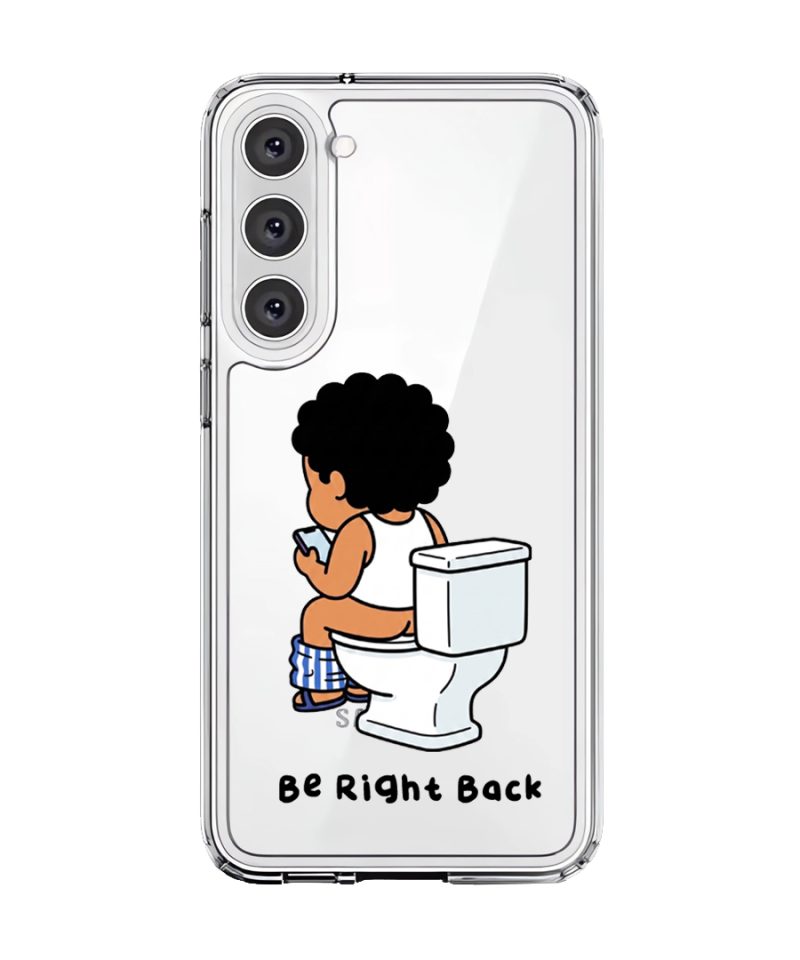 BRB Tandas Calling phone case, Uncle Boi on the toilet scrolling his phone above the words Be Right Back