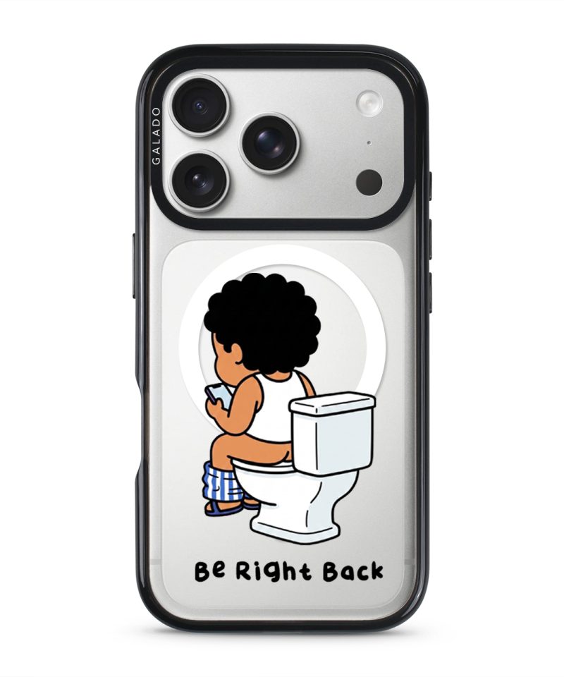 BRB Tandas Calling phone case, Uncle Boi on the toilet scrolling his phone above the words Be Right Back