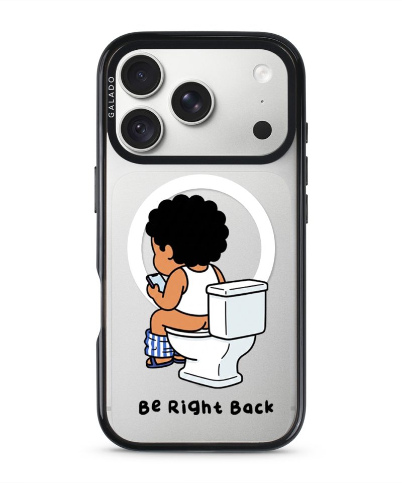 BRB Tandas Calling phone case, Uncle Boi on the toilet scrolling his phone above the words Be Right Back