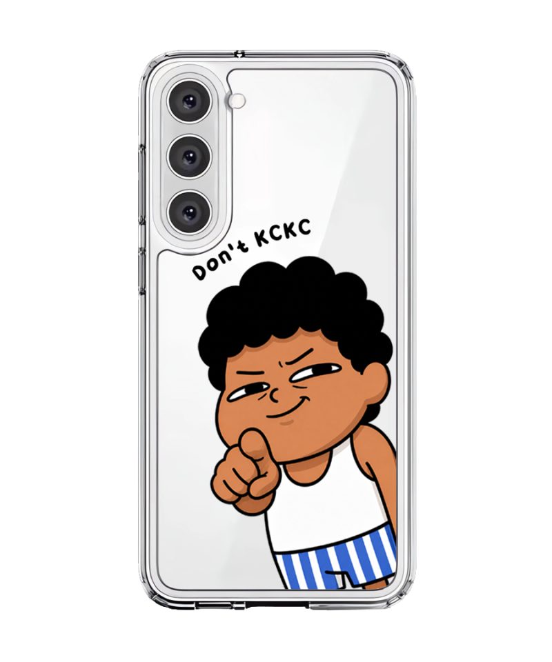 Jangan KCKC phone case, Uncle Boi smirking and pointing under the words Don't KCKC