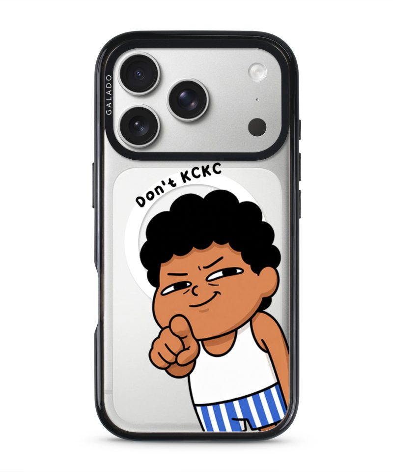 Jangan KCKC phone case, Uncle Boi smirking and pointing under the words Don't KCKC