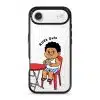 Kopi Dulu Bro phone case, Uncle Boi drinking kopi on a red kopitiam chair under the words Rilek Dulu