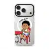 Kopi Dulu Bro phone case, Uncle Boi drinking kopi on a red kopitiam chair under the words Rilek Dulu
