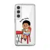 Kopi Dulu Bro phone case, Uncle Boi drinking kopi on a red kopitiam chair under the words Rilek Dulu