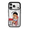 Kopi Dulu Bro phone case, Uncle Boi drinking kopi on a red kopitiam chair under the words Rilek Dulu