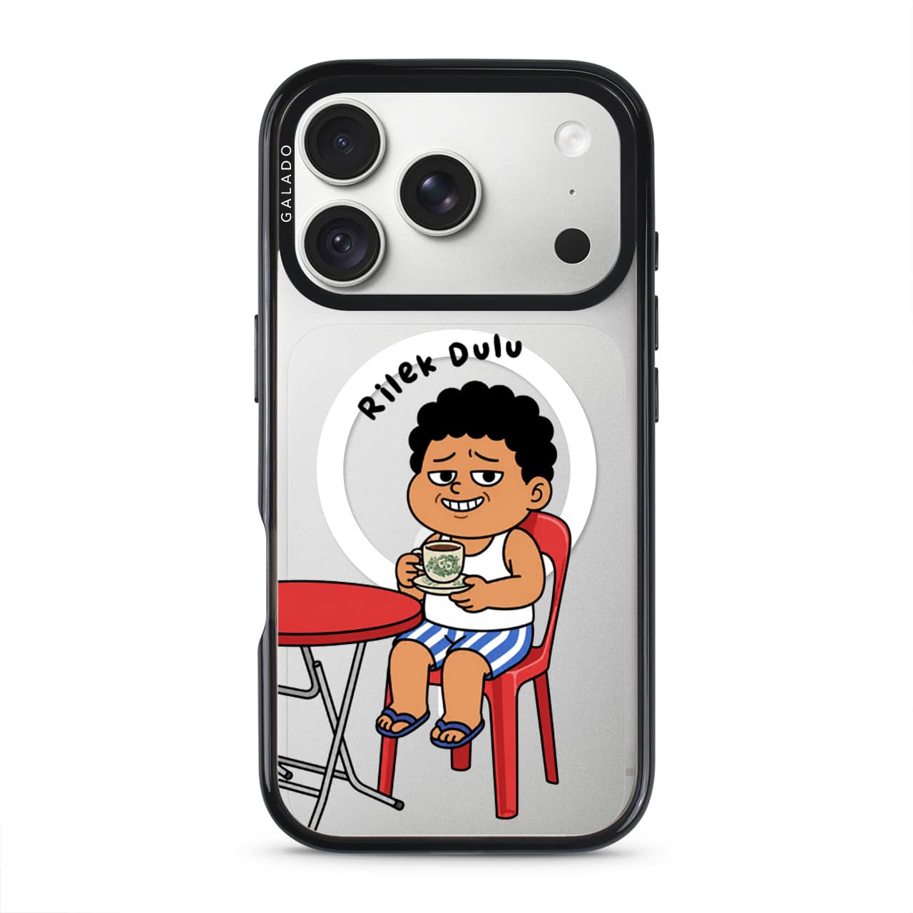Uncle Boi Kopi Dulu, Bro phone case on a clear GALADO ProGuard case