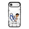 Selipar Incoming phone case, Uncle Boi kicking a flying blue selipar above the words Don't KPKB