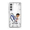 Selipar Incoming phone case, Uncle Boi kicking a flying blue selipar above the words Don't KPKB