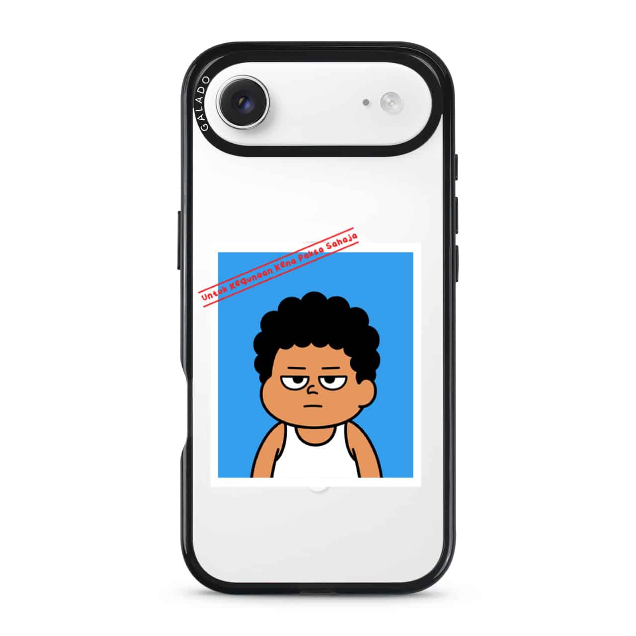 Senyum Paksa Edition phone case, Uncle Boi's unamused passport photo stamped Untuk Kegunaan Kena Paksa Sahaja