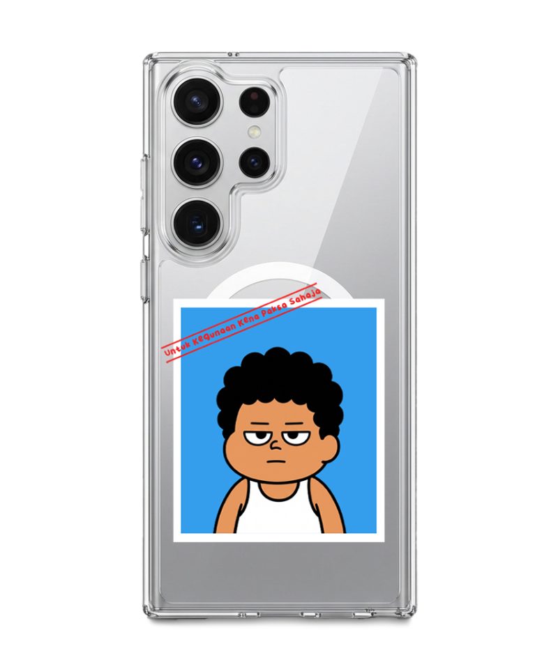 Senyum Paksa Edition phone case, Uncle Boi's unamused passport photo stamped Untuk Kegunaan Kena Paksa Sahaja