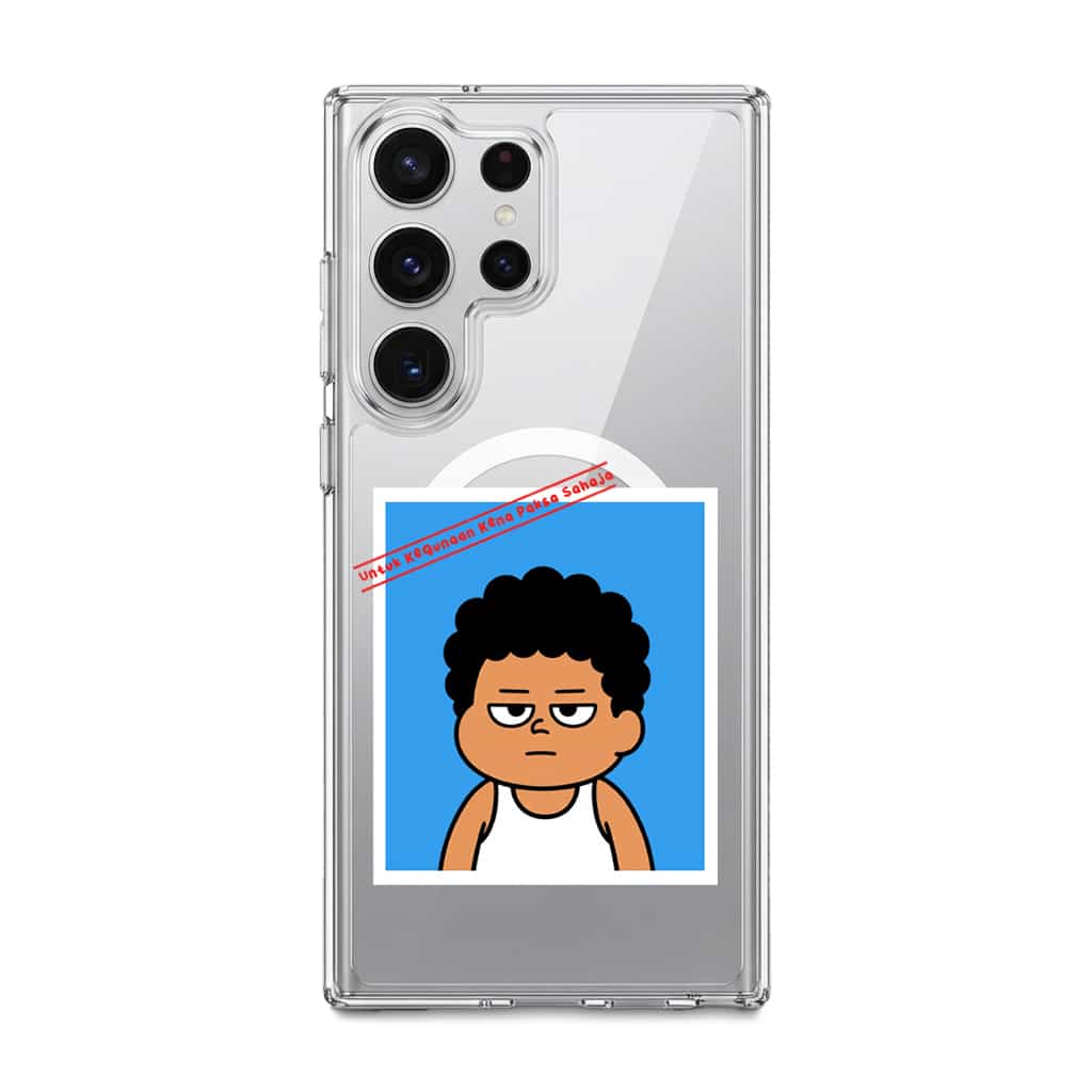 Senyum Paksa Edition phone case, Uncle Boi's unamused passport photo stamped Untuk Kegunaan Kena Paksa Sahaja