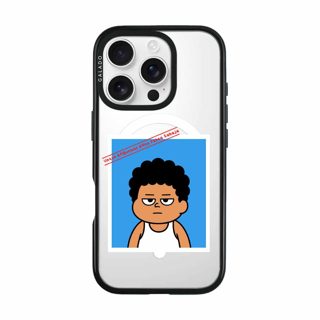 Senyum Paksa Edition phone case, Uncle Boi's unamused passport photo stamped Untuk Kegunaan Kena Paksa Sahaja