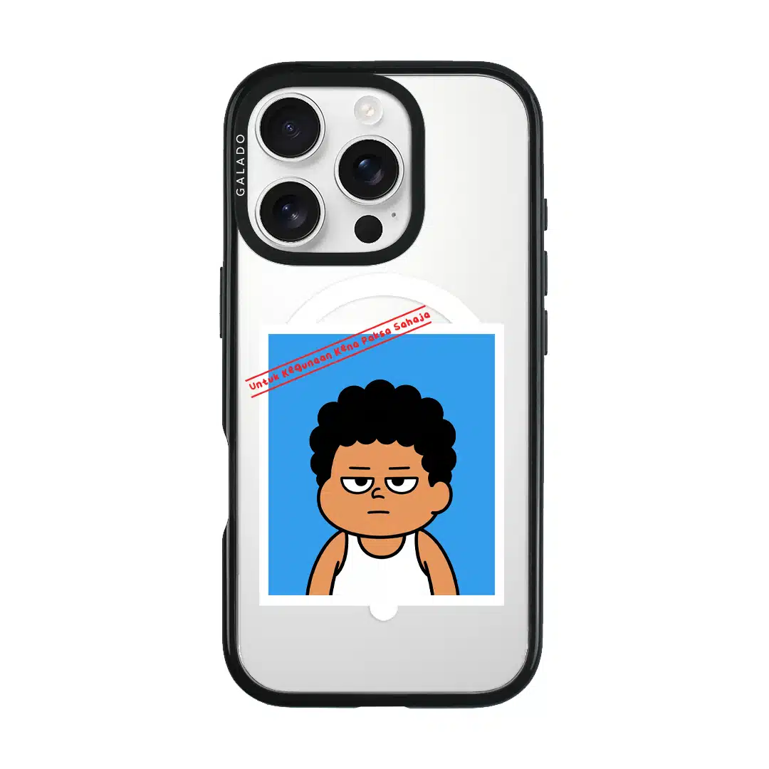 Senyum Paksa Edition phone case, Uncle Boi's unamused passport photo stamped Untuk Kegunaan Kena Paksa Sahaja