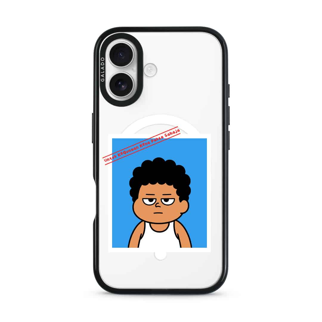 Senyum Paksa Edition phone case, Uncle Boi's unamused passport photo stamped Untuk Kegunaan Kena Paksa Sahaja