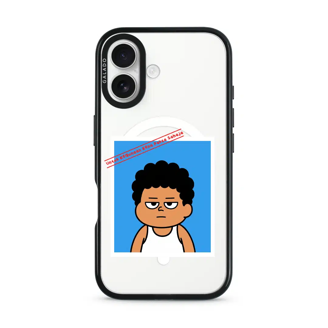 Senyum Paksa Edition phone case, Uncle Boi's unamused passport photo stamped Untuk Kegunaan Kena Paksa Sahaja