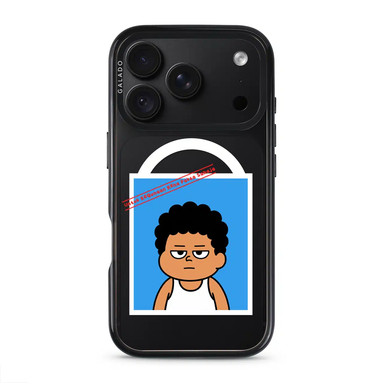 Senyum Paksa Edition phone case, Uncle Boi's unamused passport photo stamped Untuk Kegunaan Kena Paksa Sahaja