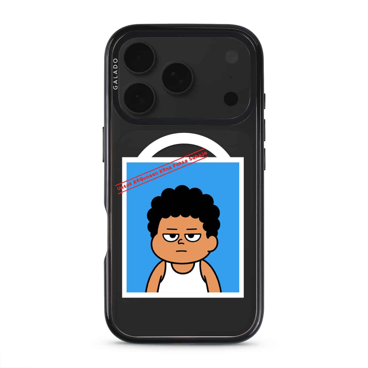 Senyum Paksa Edition phone case, Uncle Boi's unamused passport photo stamped Untuk Kegunaan Kena Paksa Sahaja
