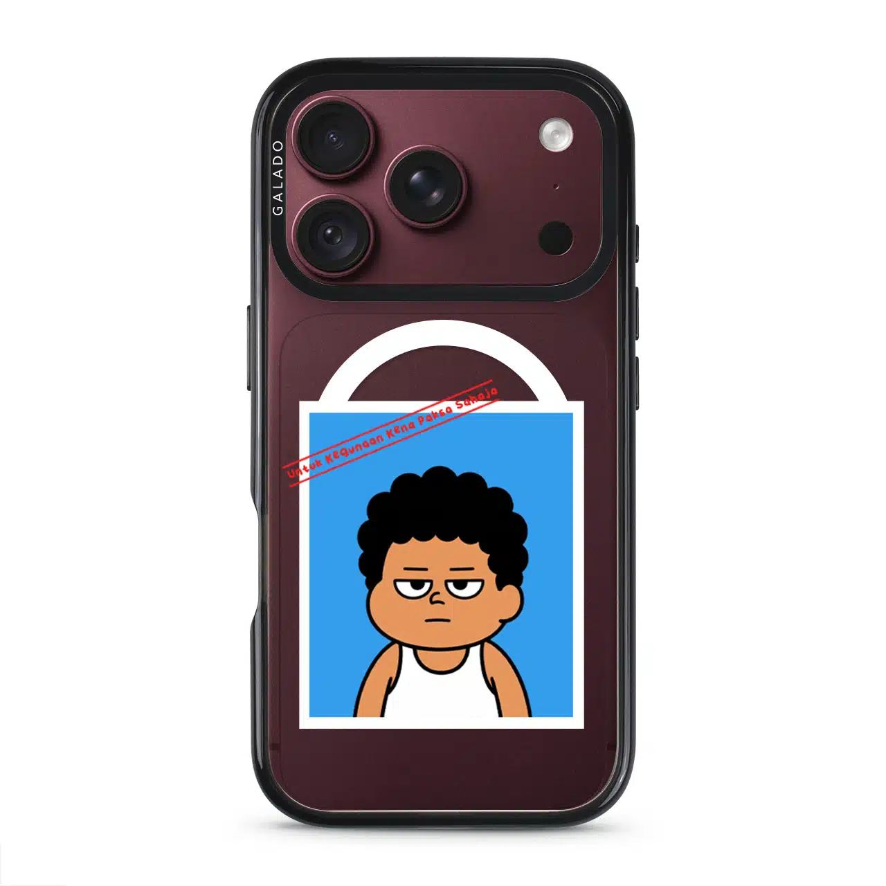 Senyum Paksa Edition phone case, Uncle Boi's unamused passport photo stamped Untuk Kegunaan Kena Paksa Sahaja