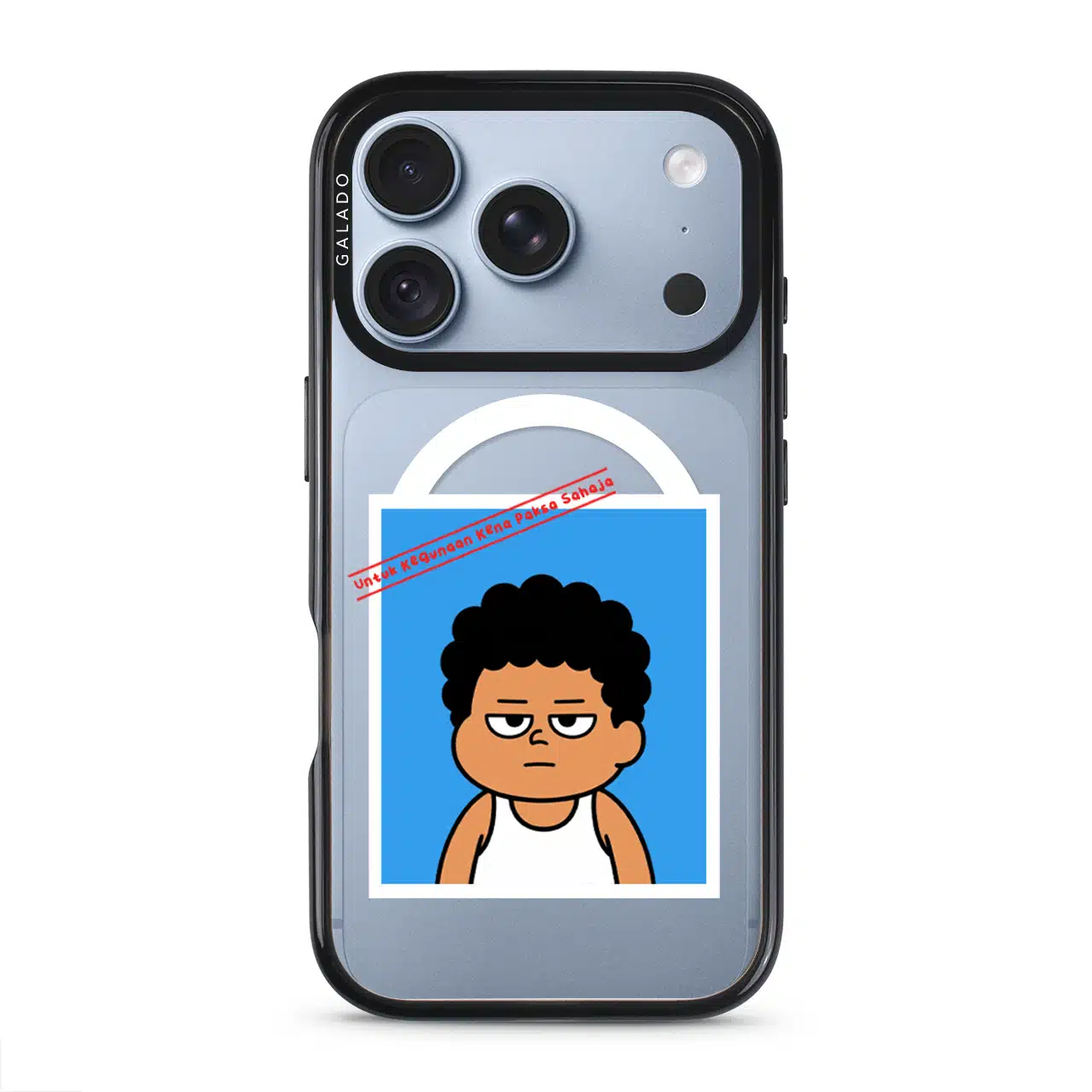 Senyum Paksa Edition phone case, Uncle Boi's unamused passport photo stamped Untuk Kegunaan Kena Paksa Sahaja