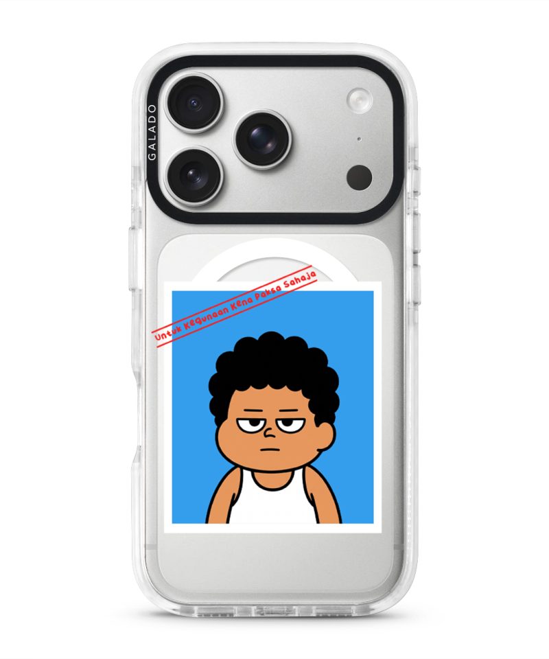 Senyum Paksa Edition phone case, Uncle Boi's unamused passport photo stamped Untuk Kegunaan Kena Paksa Sahaja