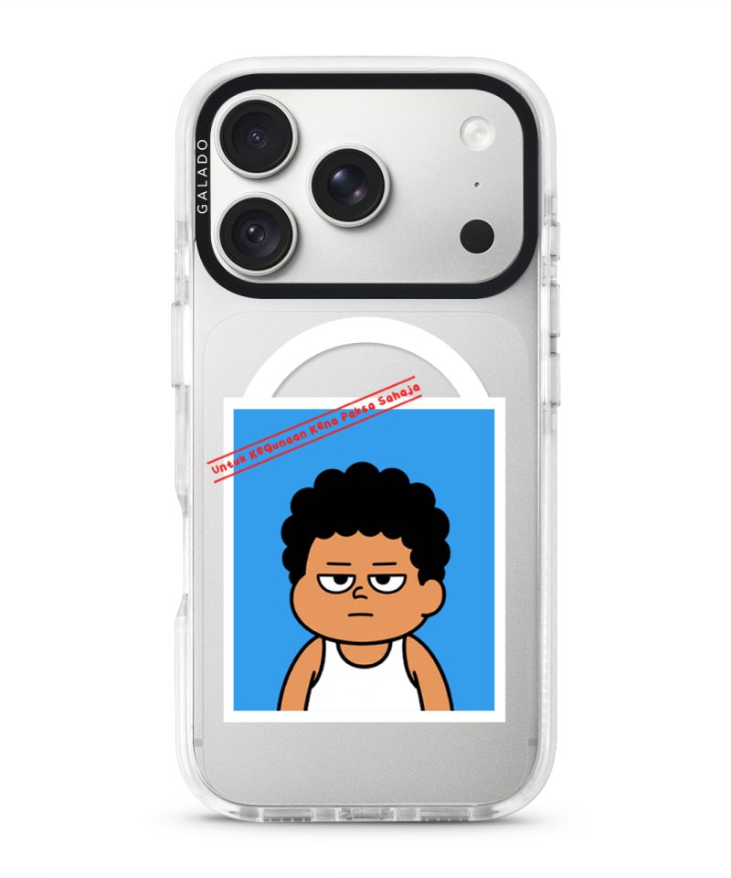 Senyum Paksa Edition phone case, Uncle Boi's unamused passport photo stamped Untuk Kegunaan Kena Paksa Sahaja