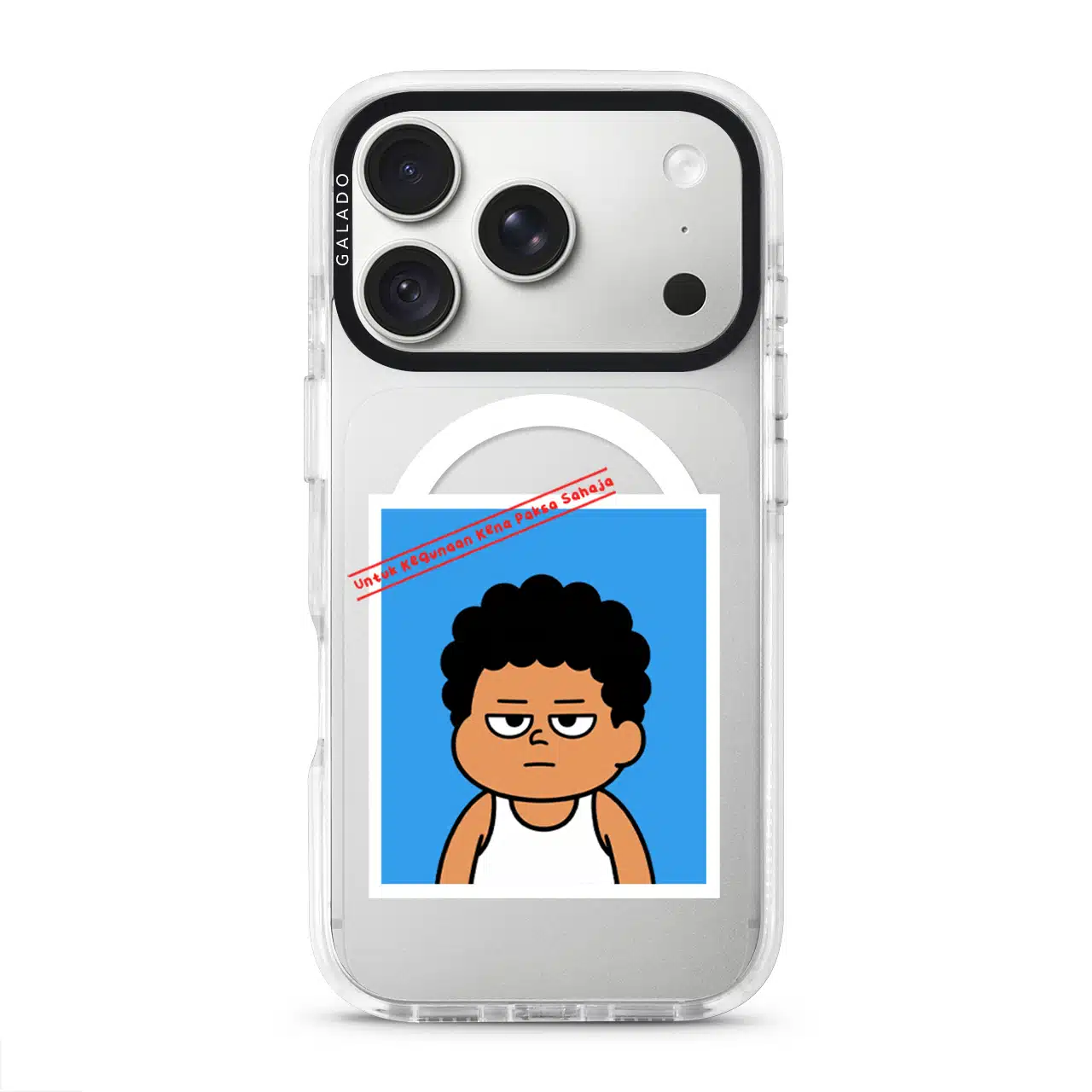 Senyum Paksa Edition phone case, Uncle Boi's unamused passport photo stamped Untuk Kegunaan Kena Paksa Sahaja