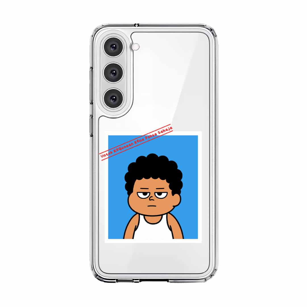 Senyum Paksa Edition phone case, Uncle Boi's unamused passport photo stamped Untuk Kegunaan Kena Paksa Sahaja